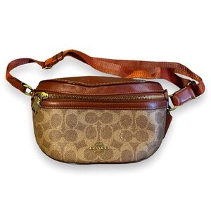 Coach Signature Bethany Belt Bag Crossbody Tan/Brown